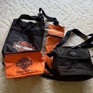 Harley-Davidson Black and Orange Bag Set with straps